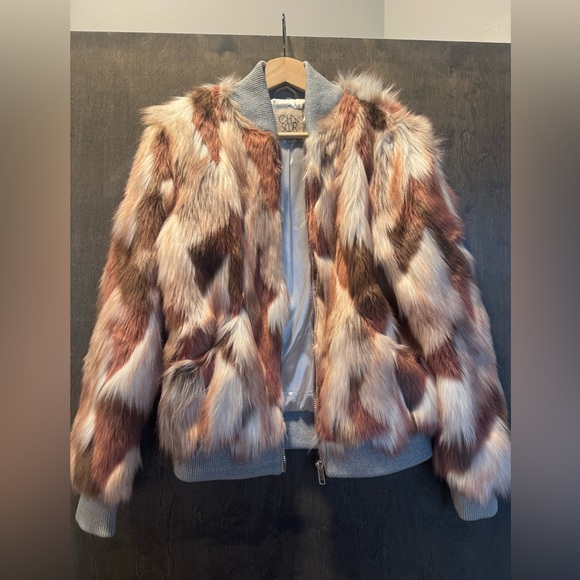 Faux Fur Multicolor Bomber Jacket - Picture 4 of 6